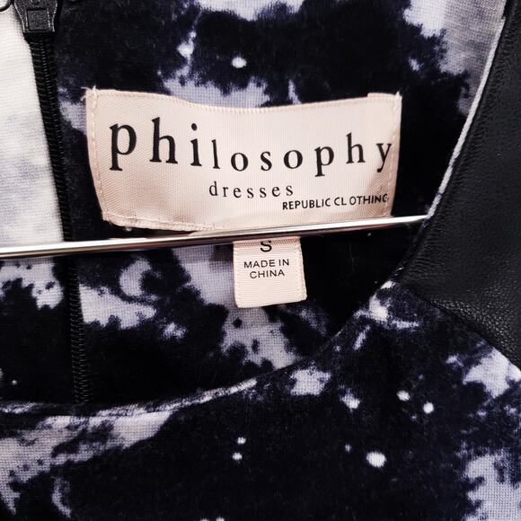 Philosophy Sheath Dress Womens Small Black Blue Galaxy Tie Dye Casual Zip Up - Picture 6 of 6